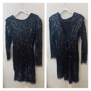 vintage for david howard climax karen okada black sequin cocktail event dress